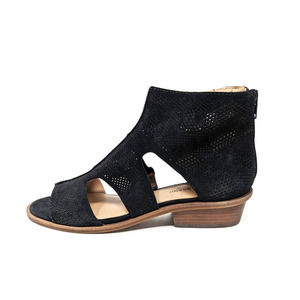 Lucky Brand Shoes Womens 6.5 Booties Sicole Black Leather Sandals Open Toe Zip